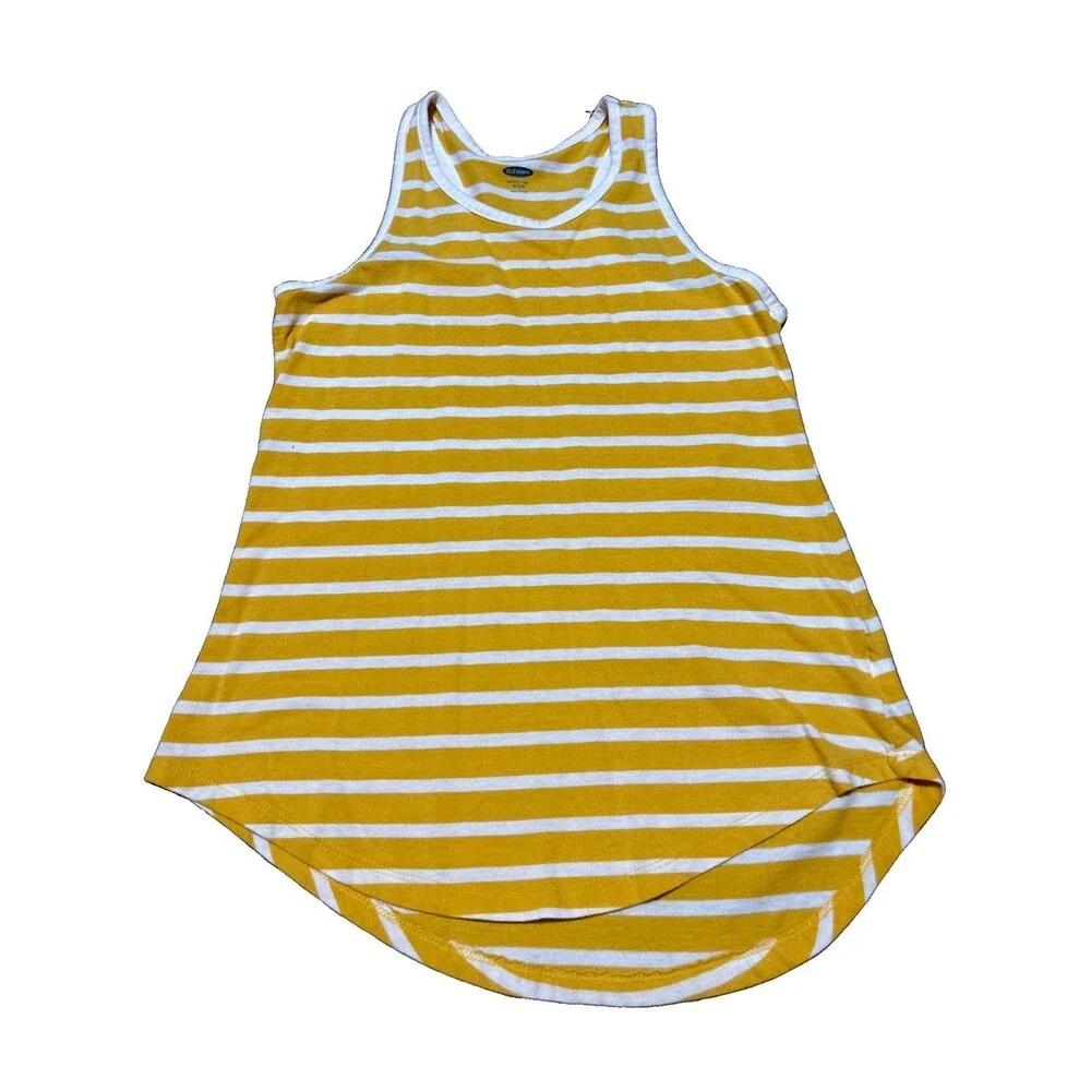 Old Navy Yellow Striped Racer Back Tank Top Girls Size XL